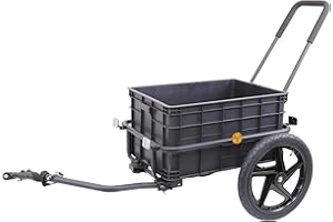 Xspec 2-in-1 Bike Cargo Trailer Pushcart, Bicycle Trailer with Removable Box and Waterproof Cover, Black, Pushcart Stroller with Tow Hitch and Removable Handlebar