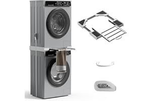 CRYOZEO Washer Dryer Stacking Kit, Universal 29"/28"/27"/26"/25"/24"Washer and Dryer Stackable with Pull-out Drying Rack, Small Space Saving Solution Stacking Kit with Ratchet Strap