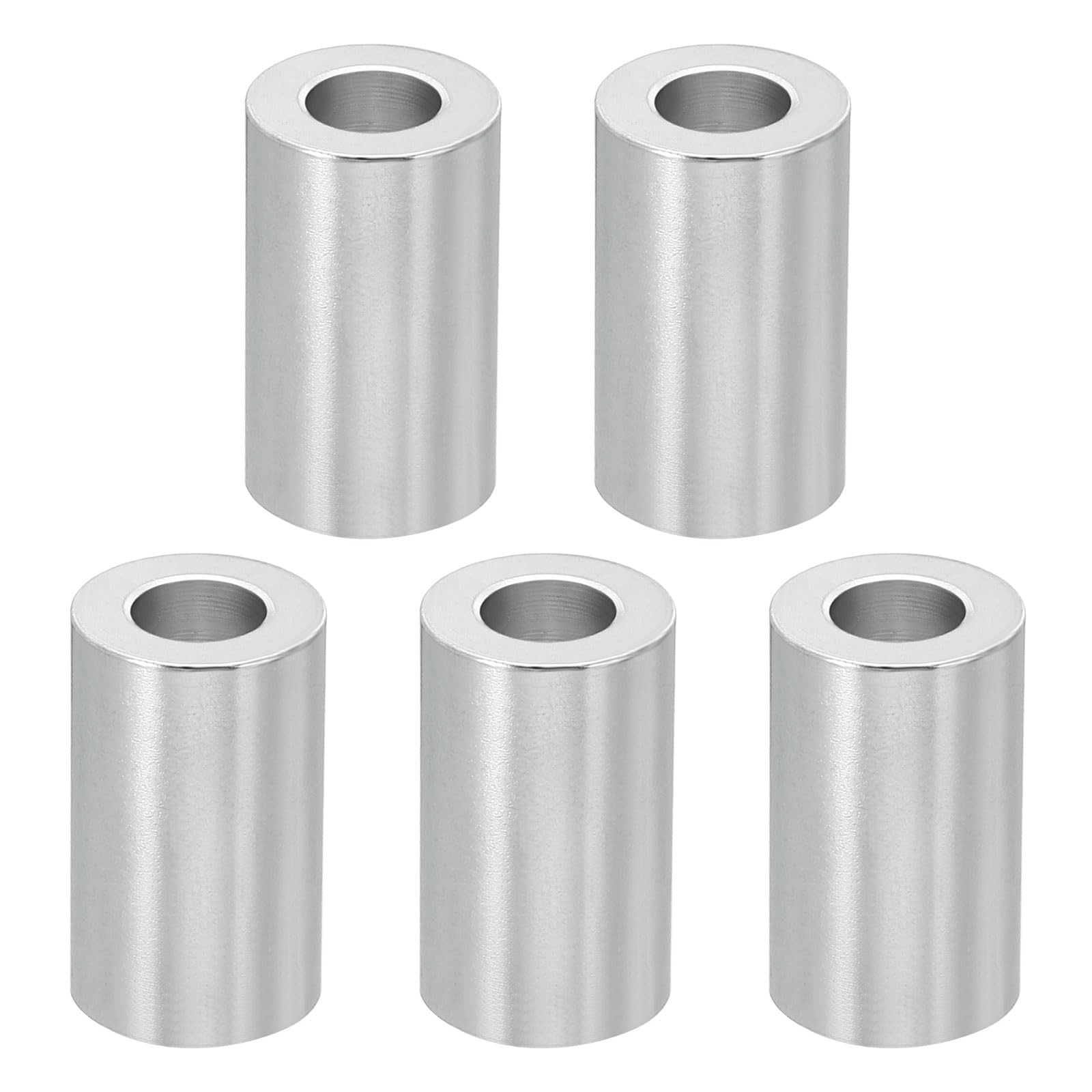 PATIKIL M6 Aluminum Spacers, 5Pcs Metal Spacer Aluminum 6.2mm ID x 12mm OD x 20mm L Aluminum Spacer Screw Standoff Round for 1/4" or M6 Screw Bolts