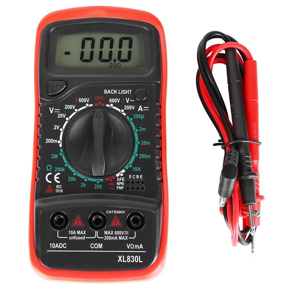 Multimeter, XL830L Voltmeter Ammeter Ohmmeter Handheld LCD Digital Current Voltage Tester Electricians Test Tools(XL830L Red)