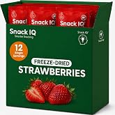 Snack IQ Freeze Dried Strawberries - 12 Individual Snack Packs | Sliced Strawberry Chips No Sugar Added - Freeze Dried Fruit Snacks for Adults and Kids - 10g Packs