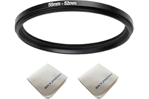 SKYZHENG 58mm lens to 52mm Camera Lens Adapter 58mm to 52mm Step Down Ring Adapter Ring for all brands of UV ND CPL, with premium lens wiping cloth 2 pack (58mm-52mm)