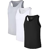 COLORFULLEAF Men's Bamboo Rayon Undershirts Tank Tops Men Crew Neck Stretchy Tank Shirts Pack(1 or 3)