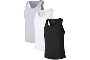 COLORFULLEAF Men's Bamboo Rayon Undershirts Tank Tops Men Crew Neck Stretchy Tank Shirts Pack(1 or 3)