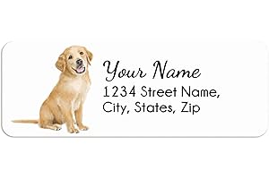 Triple Studio Adorable Golden Retriever Puppy Dog Address Labels, 120 Pcs, Personalized Stickers With Custom Name And Address