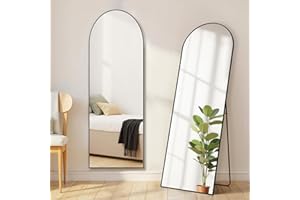 AIDOLY Arched Mirror Full Length, Upgraded 16"x59" Body Wall Mirrors with Shatter-Proof Glass, Floor Standing, Hanging or Leaning, Tall Arch Mirror with Stand Aluminum Alloy Frame for Bedroom Cloakroom