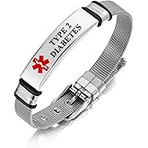TOWAMOE Medical Alert Bracelet for Women Men Medical Emergency Id bracelet Stainless Steel Personalized Adjustable 6.5-8.5 IN