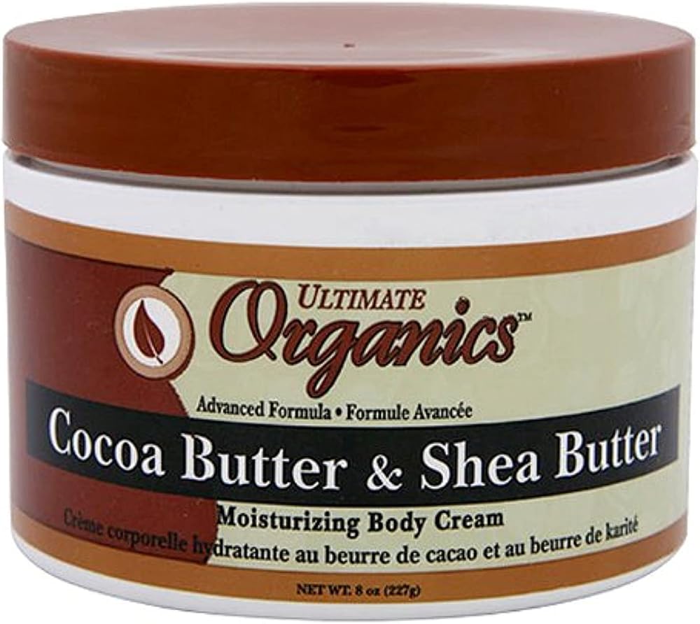 Ultimate Organics Cocoa Butter Shea Butter 235ml Jar Natural Moisturizer