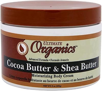 Ultimate Organics Cocoa Butter Shea Butter 235ml Jar Natural Moisturizer