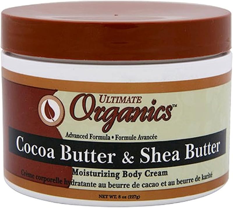 Ultimate Organics Cocoa Butter Shea Butter 235ml Jar Natural Moisturizer