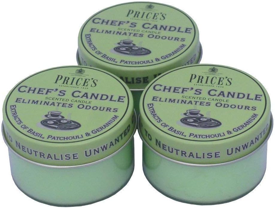 2X Chefs Candle in Tin - Eliminates Cooking Cooks Kitchen Odour - Triple Pack