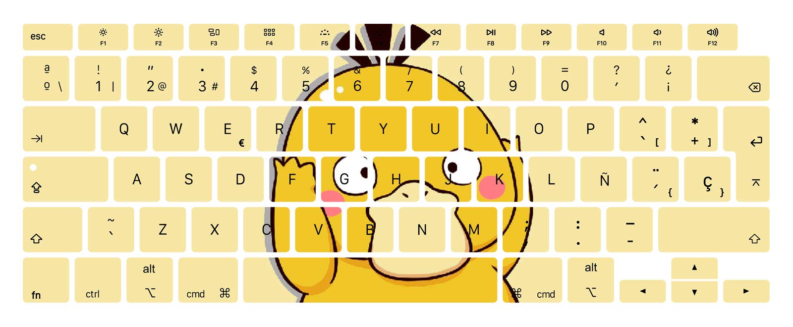 MMDW Spanish Language ESP Keyboard Cover A2179 Silicone Protective Skin Keyboard Protector for MacBook Air 13 inch with Touch ID A2337 M1 Chip European Layout(2020 Release),Cute Duck