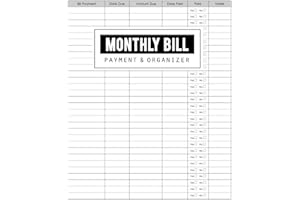 Monthly Bill Payment & Organizer: Money Debt Tracker, Simple Home Budget Spreadsheet, Budget Monthly Planner, Planning Budgeting Record, Expense Finance, Size 8.5 x 11 Inch