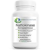 EcoIntegratives Nattokinase Serrapeptidase – with Nattokinase (20,000 FU/g) + Rutin | Supports Heart & Circulatory Health* | Non-GMO | 60 Vegetarian Capsules