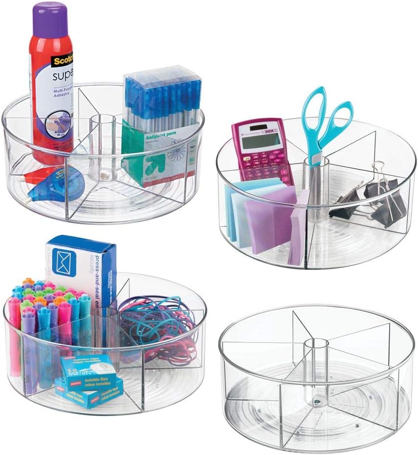 mDesign Deep Plastic Lazy Susan Turntable Storage Container