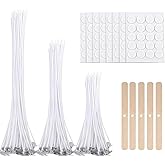 Candle Wicks for Making Candles, 150 Pcs Candle Wick(4in, 6in, 8in) with, 5Pcs Candle Wicks Holders and 150Pcs Glue Stickers,
