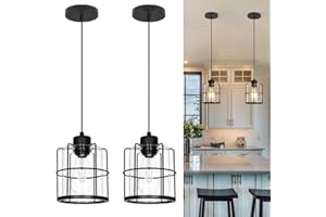 DSMJFU DSMJFU 5.91in Industrial Black Pendant Lights Kitchen Island, Glass Bathroom Pendant Light Set of 2, Modern Kitchen Pendant Lighting over Island with Adjustable Cord, Farmhouse Hanging Light for Hallway Home