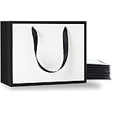 YACEYACE Black and White Gift Bags - Bulk 10Pcs, Medium Boutique Bags with Handles for Wedding, Party, Birthday - Retail