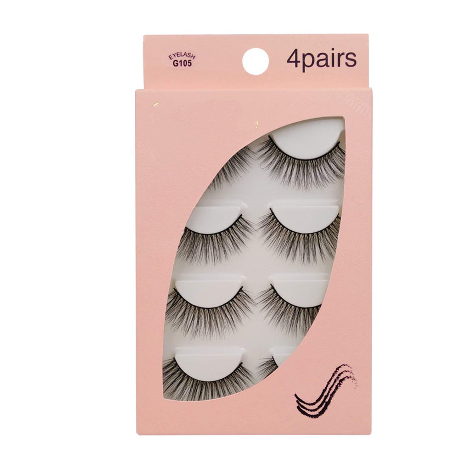 Natural 3D Mink False Eyelashes 4 Pairs Make up Full Strip Lashes 3D Mink Lashes Fluffy faux cils Soft,G105
