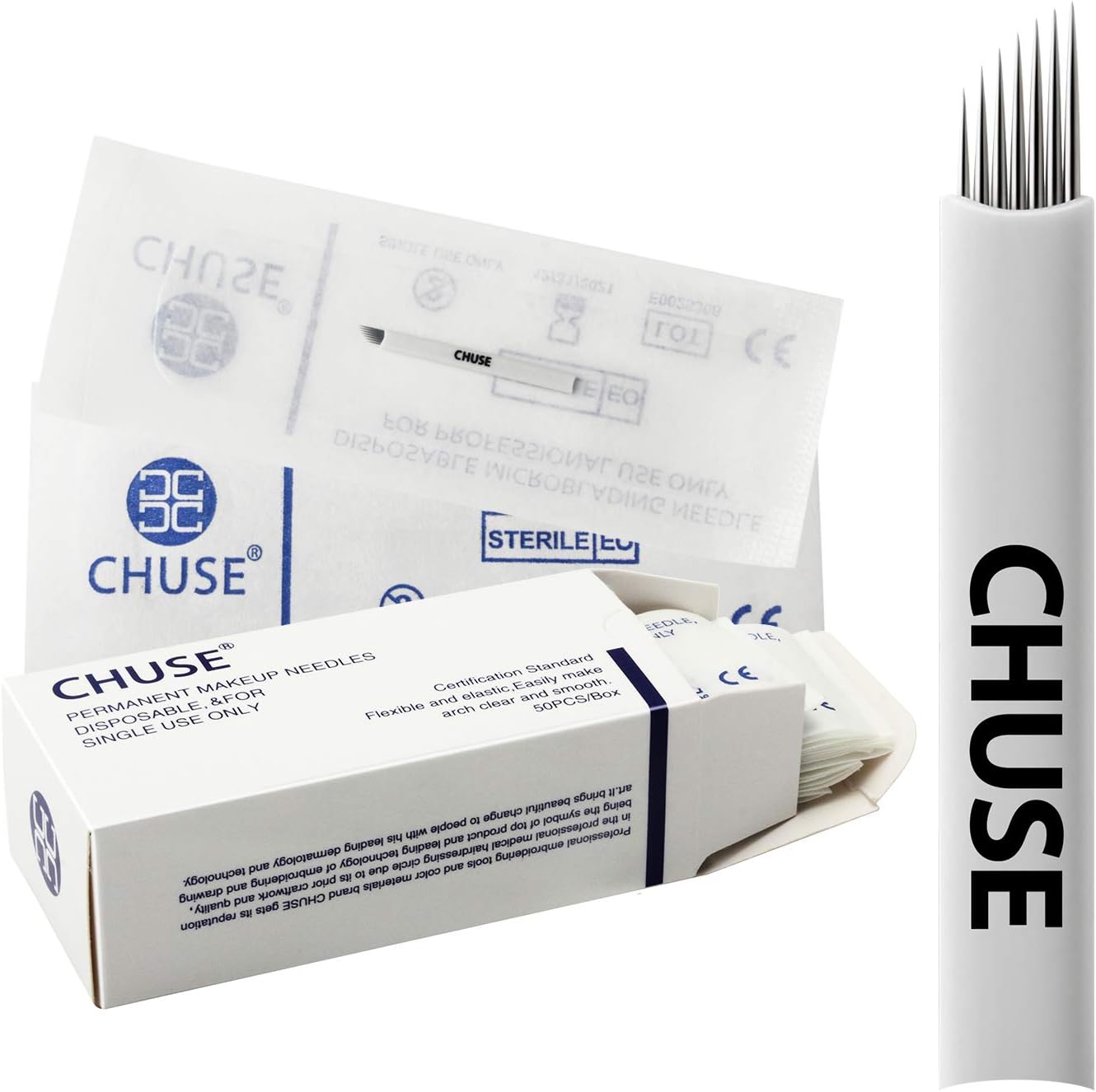 Chuse S7 50pcs Permanent Makeup Needle Manual Eyebrow Tattoo Microblade 7 Sloped Needles