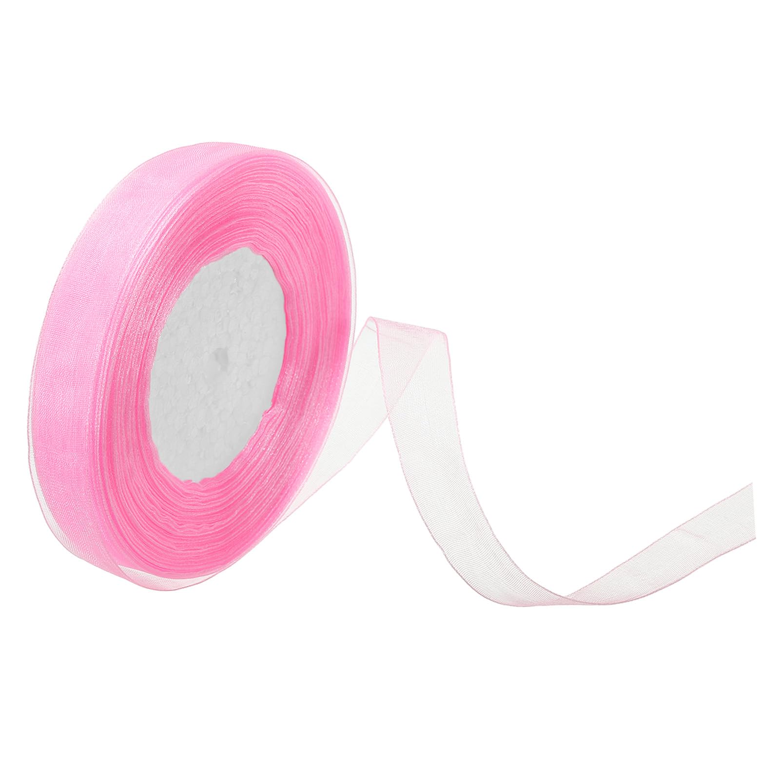 PATIKIL 0.6 Inch x 50 Yard Organza Ribbon, Gift Wrapping Ribbon for Bouquet Cake Invitations Card Decoration Home Party Decoration, Pink