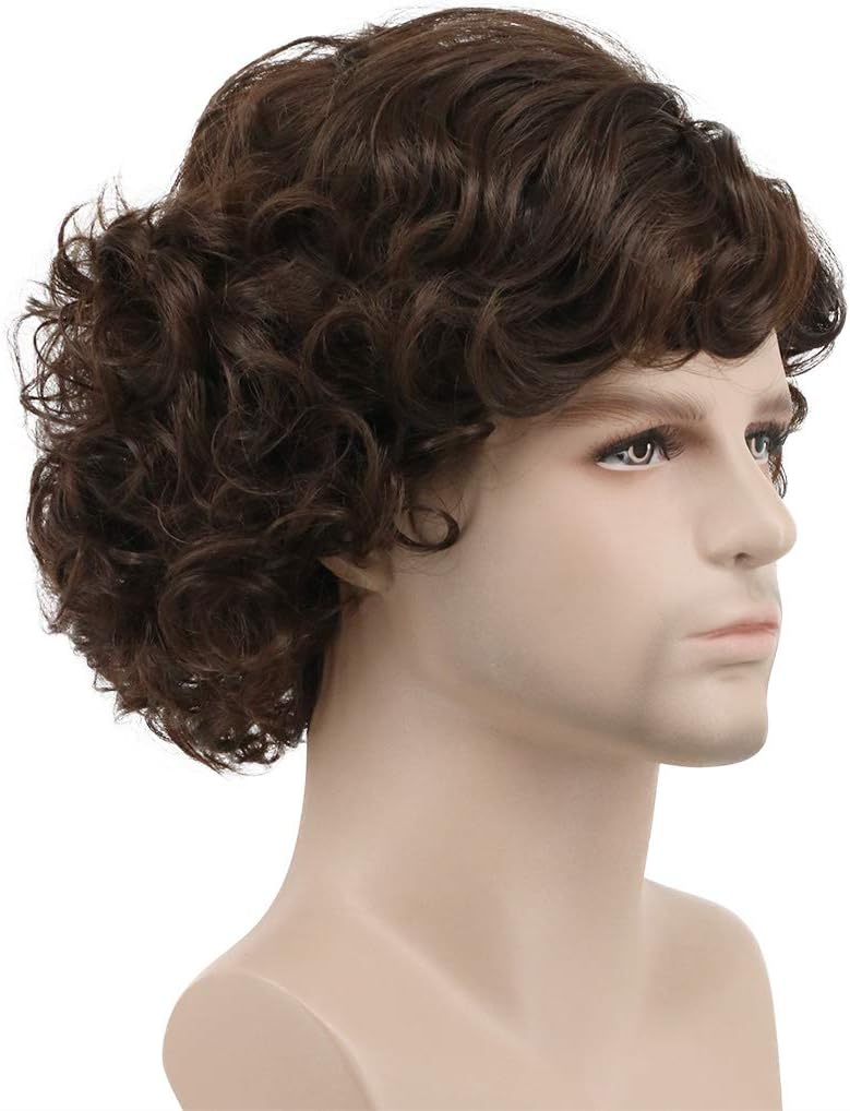 Karlery Adult Men Brown Short Fluffy Curly Wig Halloween Cosplay Anime Costume Party Wig - Image 4