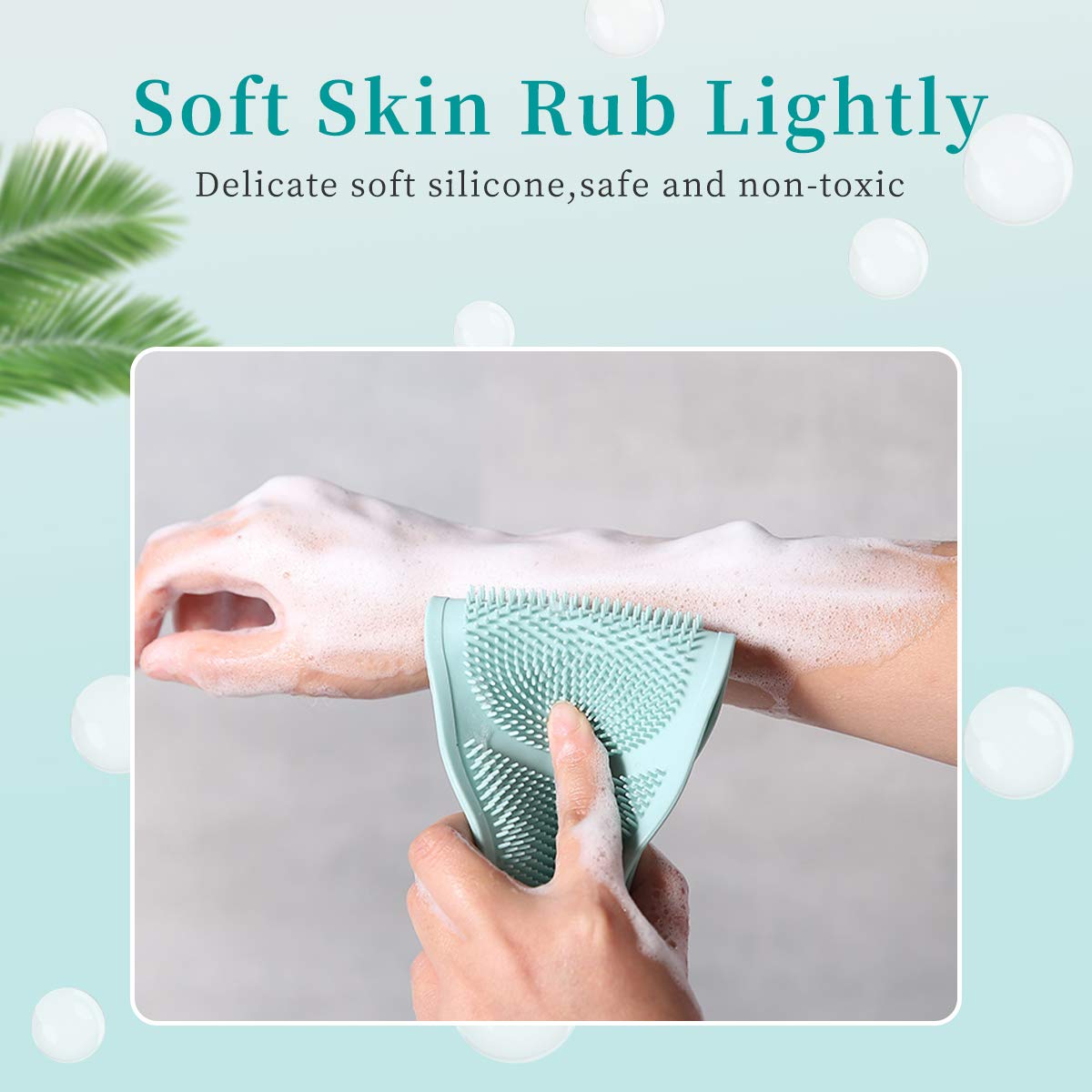 Silicone Bath Body Brush, Exfoliating Long Double Side Silicone Body Back Scrubber, Strong Rub Back Mud Silica Gel Bath Towel, Easy to Clean, Telescopic Flexibility for Women and Teenagers (Green) : Beauty
