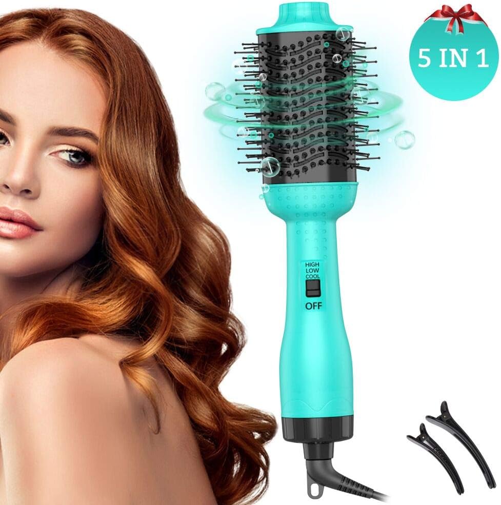 EKUPUZ Hot Air Brush, 5 in 1 One Step Hair Dryer Brush, Hair Styling Brush with Negative Ion Curling Dryer Brush & Hair Straightener & Hair Dryer & Volumizer