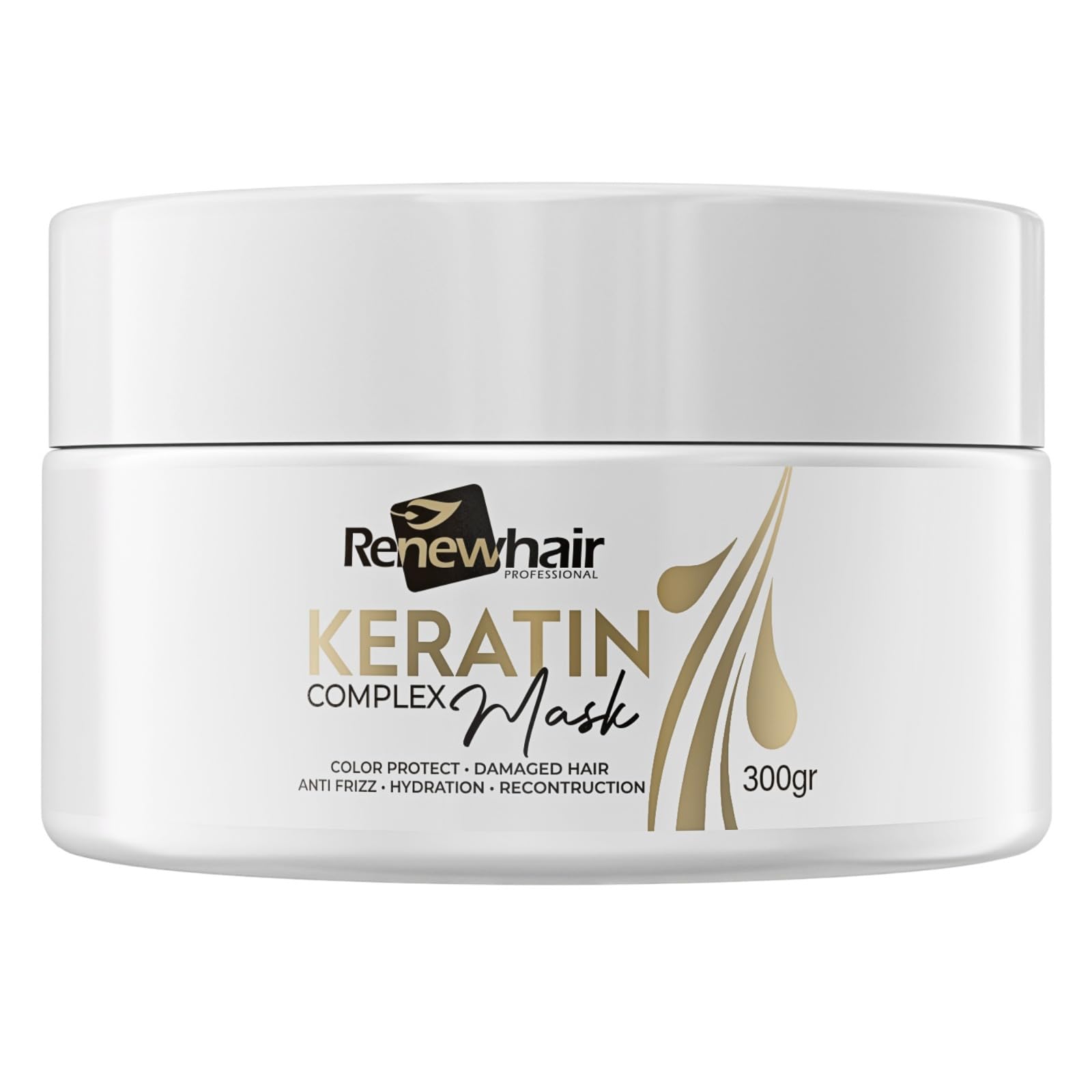 Renew Hair Professional Keratin Hair Mask – 300g Restorative Treatment | Anti-Frizz | Volume Control | Color & Heat Protection | Vegan