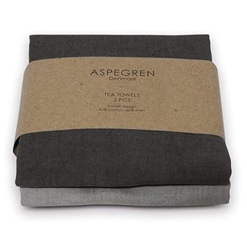 Aspegren Geschirrtuch Cotton Linen Grey Light/Dark 50 x 70 cm im 2 er Set aus 65% Baumwolle und 35% Leinen