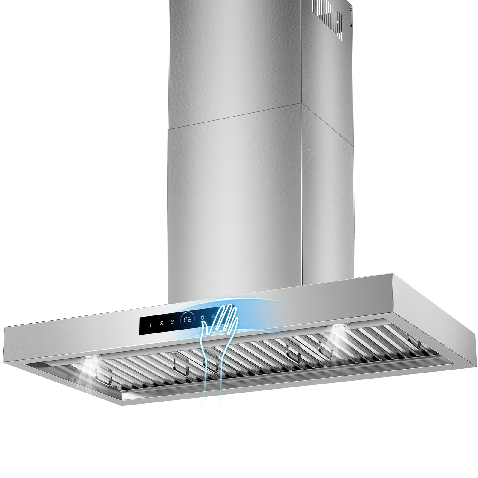 Photo 1 of 36 inch Range Hood Wall Mount, 1200 CFM with 4-Speed Gesture Sensing & Touch Control, Stainless Steel Kitchen Stove Vent Hoods with 2 LED Lights, Time Setting, Dishwasher-Safe Baffle Filters