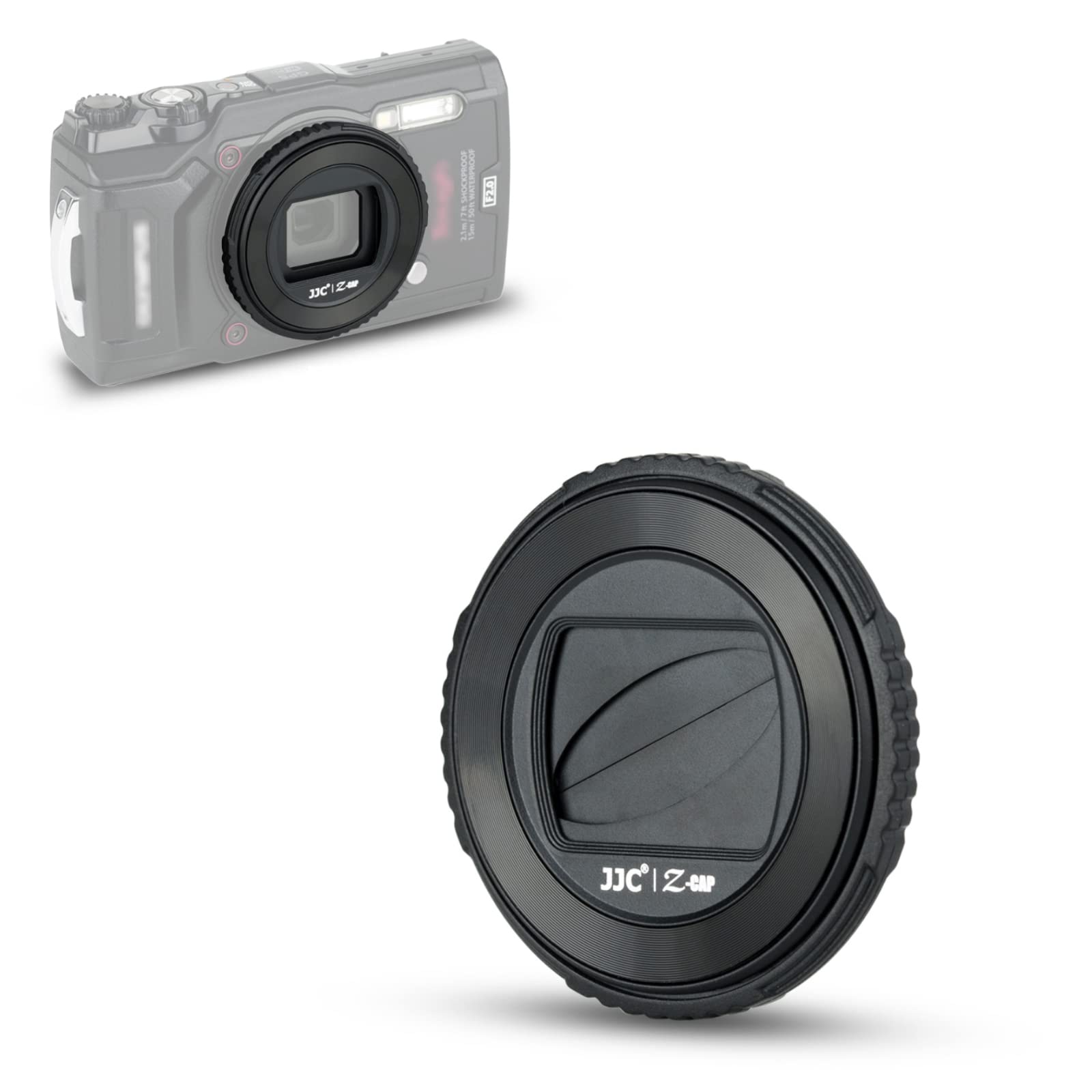 Photo 1 of JJC LB-T01 Lens Cap Cover Protector for Olympus TG-7 TG7 TG-6 TG6 TG-5 TG5 TG-4 TG4 TG-3 TG3 TG-2 TG2 TG-1 TG1 Tough Waterproof Cameras, Rotate to Open or Close, Made of ABS Materials
