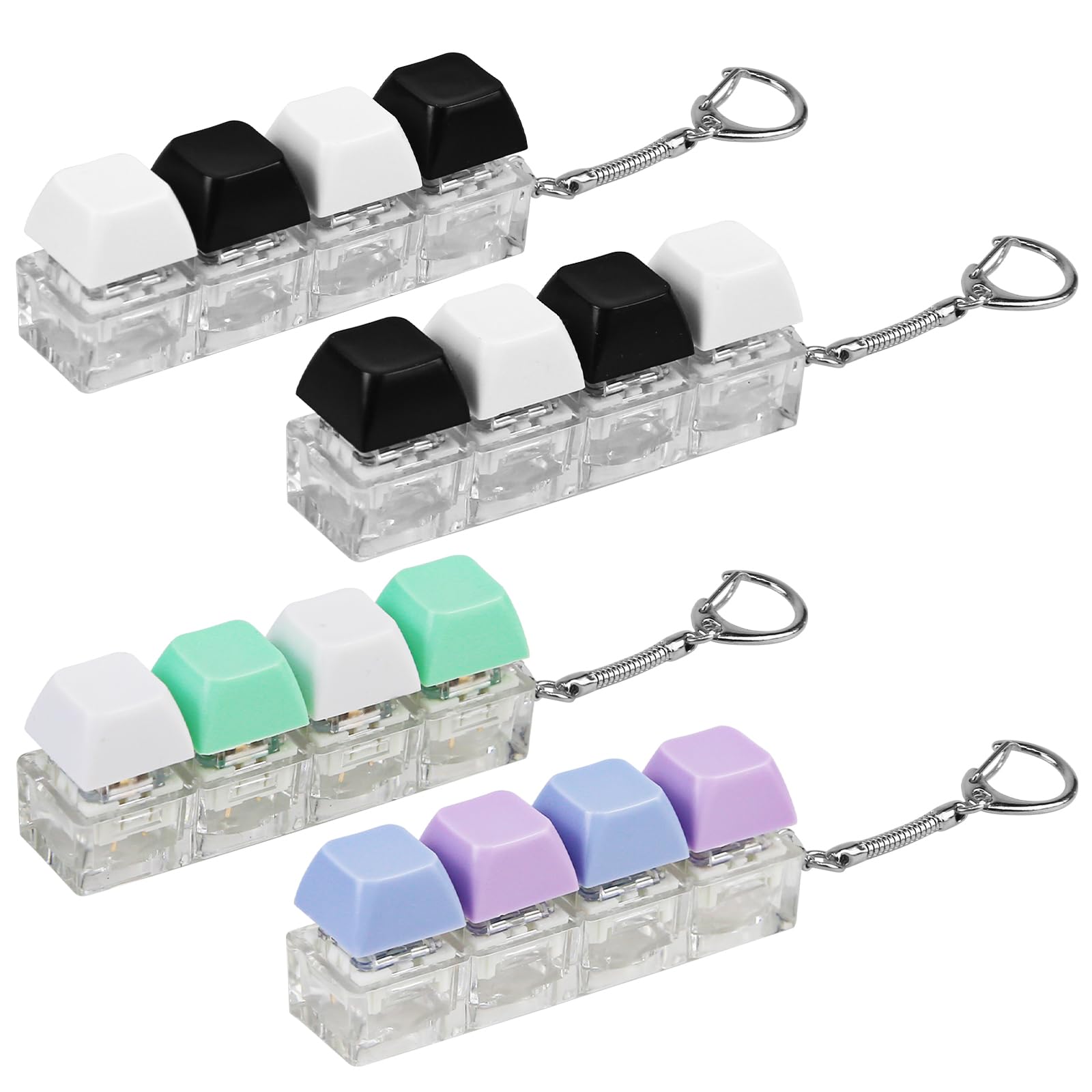 4PCS Keyboard Fidget Toys - Fidget Keyring Button Keyboard Fidget Keychain Clicker 4 Keys Decompression Toys Funny Stress Relief Portable Fidgets Keyboard (style 3)