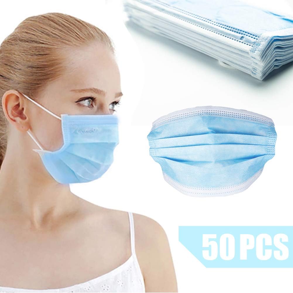 SHIRIA 50PCS Disposable Mouth Cover, 3-Ply Face Mouth Cover (3plymask50)