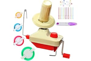 RRIGO 𝐘𝐚𝐫𝐧 𝐖𝐢𝐧𝐝𝐞𝐫 - Yarn Ball Winder Easy to Set Up and Use - Hand Operated Yarn Winder 3.5 Ounce Capacity +1 Set 4 Size pompom maker +20 PCS Needle Button Set + 1 PCS Scissors
