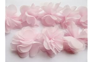 YYCRAFT 4.5 Yards 2.5" 3D Chiffon Flower Lace Trims Bridal Bouquets Cluster Flower DIY Sewing(Baby Pink)