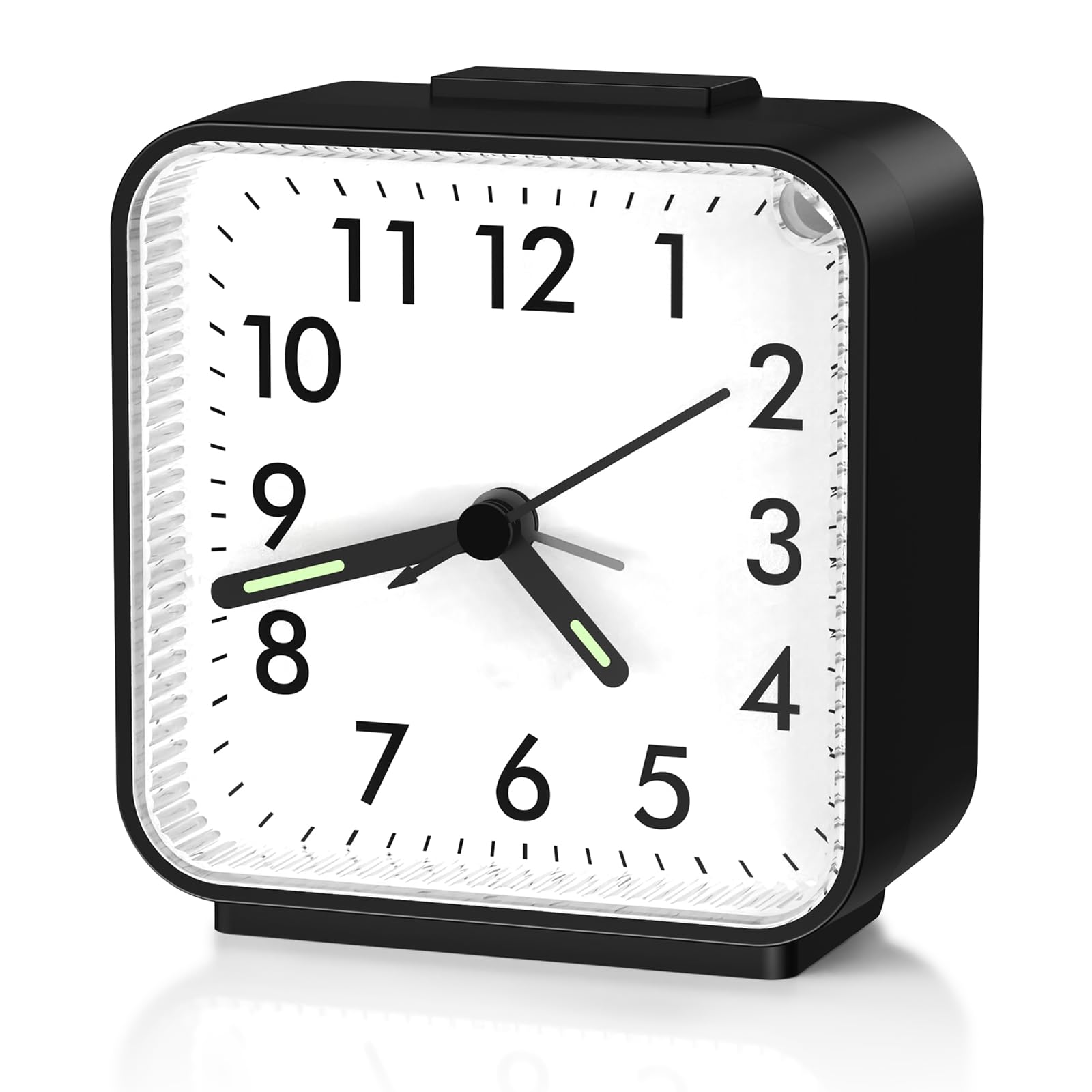 Ankilo Alarm Clocks Bedside Analog Silent Non Ticking, Battery Operated, Beep Sounds, Snooze & Light, Small Travel Alarm Clock, Black (Battery Not Included) — image 1