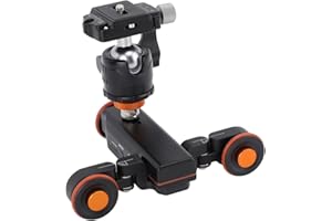 Video Camera Dolly, Motorized Camera Track Rail Slider Car with Remote Control, 360° Rotatable Ball Head Dolly Track Slider 3
