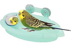 Wontee Bird Bath for Cage Portable Parrot Hanging Bathroom Bathing Tub with Mirror for Small Birds Parakeets Budgies Lovebirds Canaries Finches