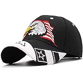 Anna-Kaci USA American Flag Patriotic Eagle Hawk Embossed 3D Adjustable Velcro Baseball Caps Hats