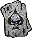 Papapatch A Spades Card Skull Ghost Dead Head Tattoo Motorcycle Bike Jeans Vest Jacket Costume DIY Applique Embroidered Sew on Iron on Patch (IRON-A-CARD-SKULL)