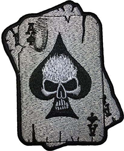 Papapatch A Spades Card Skull Ghost Dead Head Tattoo Motorcycle Bike Jeans Vest Jacket Costume DIY Applique Embroidered Sew on Iron on Patch (IRON-A-CARD-SKULL)