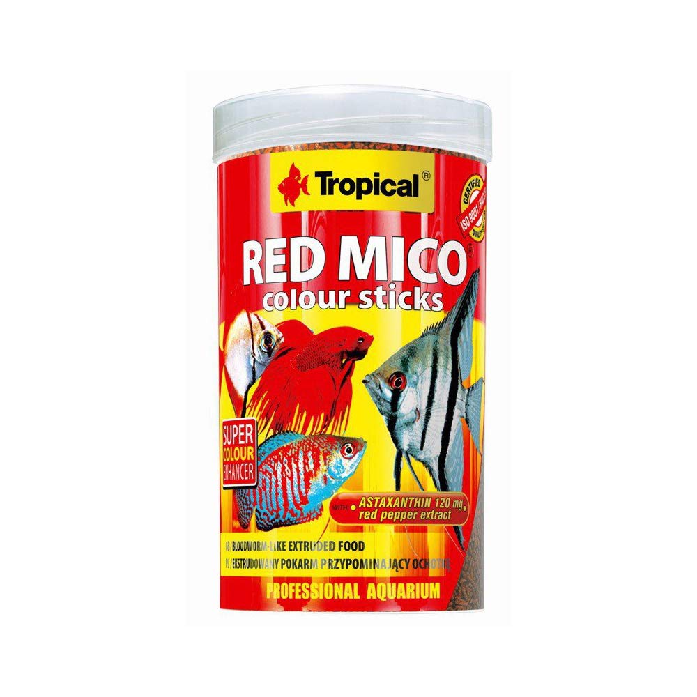 Tropical Red Mico Colour Sticks Freeze Dried Bloodworms Fish Food Pack of 1 x 250 ml