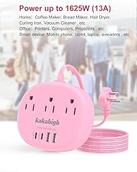 Pink Extension Cord with Surge Protected 1080J - 5