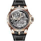 Skeleton Mens Watches Automatic Mechanical Luxury Watch Sapphire Crystal Leather Band Waterproof Luminous Wristwatch