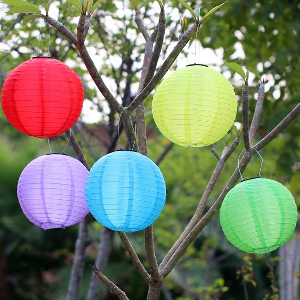 OSALADI Solar Lanterns Outdoor Waterproof Hanging Chinese Lanterns for Outdoor Garden Landscape Lawn Festival Christmas Decor(Orange,12inch) - Image 4