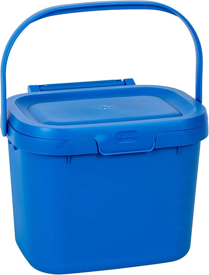 Addis Everyday Kitchen Food Waste Compost Caddy Bin, 4.5 Litre, Cobalt