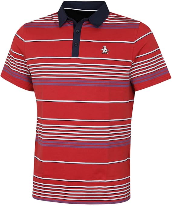 ORIGINAL PENGUIN Mens 2021 Par Tee On Stripe Stretch 3 Button Golf Polo Shirt : Amazon.co.uk 