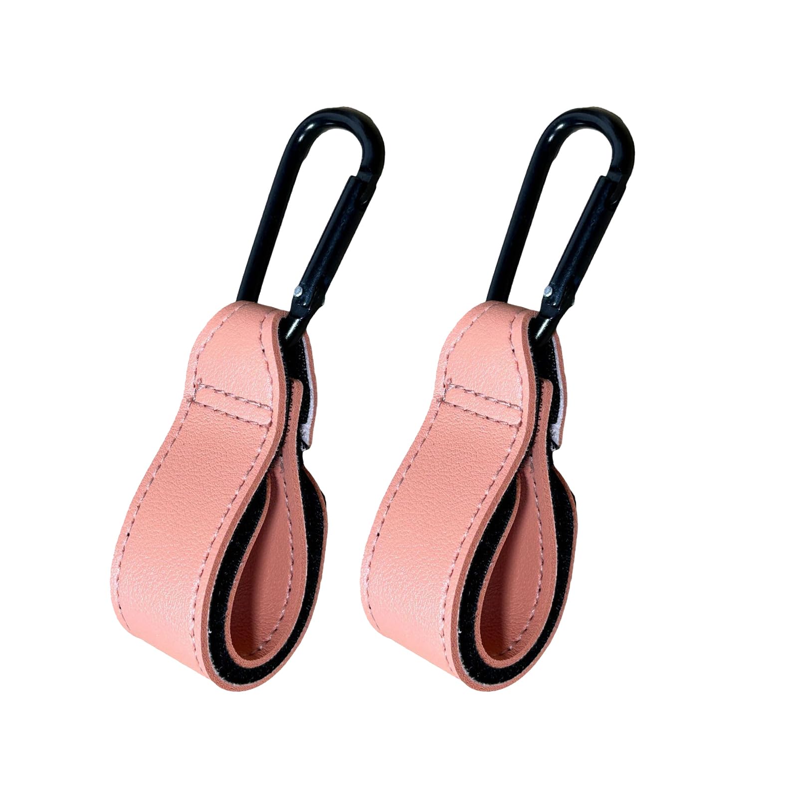 ZXCHOME 2 Hooks for Stroller, Pink Leather Stroller Hooks for Shopping Bag Hook, Hang Bags Safely on Your Pram or Stroller, Universal Size