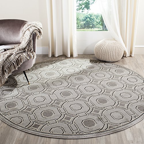 SAFAVIEH Amherst Collection 7' Round Light Grey/Ivory AMT431B Mid-Century Moder…